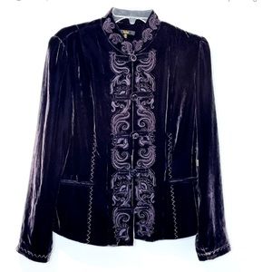 Gorgeous Vintage Reba Purple Silk Velvet Embroidered Evening Jacket 12